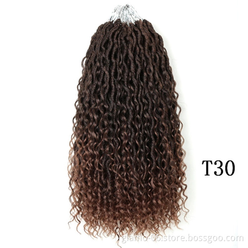 Ombre color 14 18 inch curly faux locs crochet hair extensions  river locs crochet goddess faux locs braid